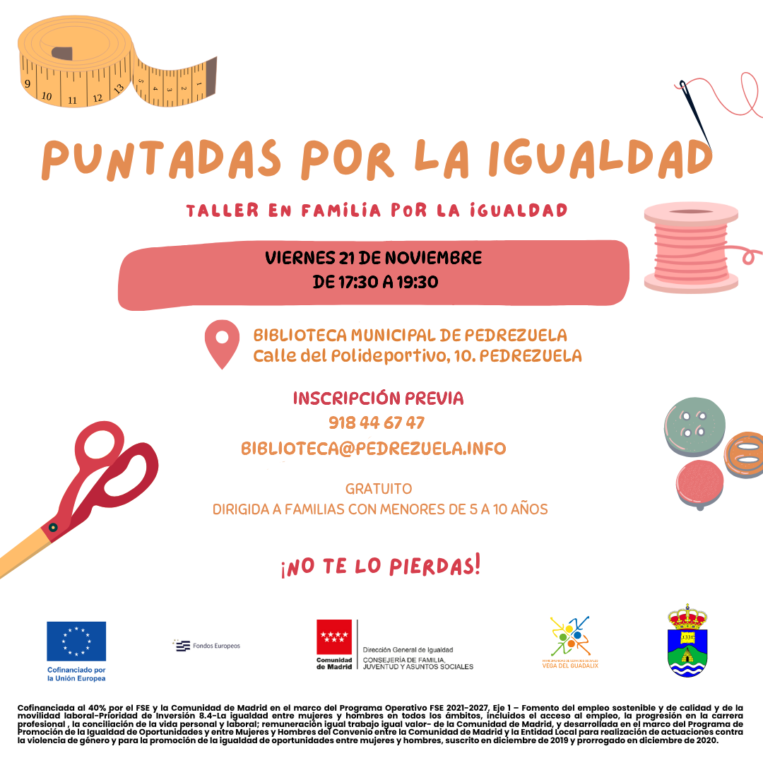 TALLER  «PUNTADAS POR LA IGUALDAD» EN PEDREZUELA
