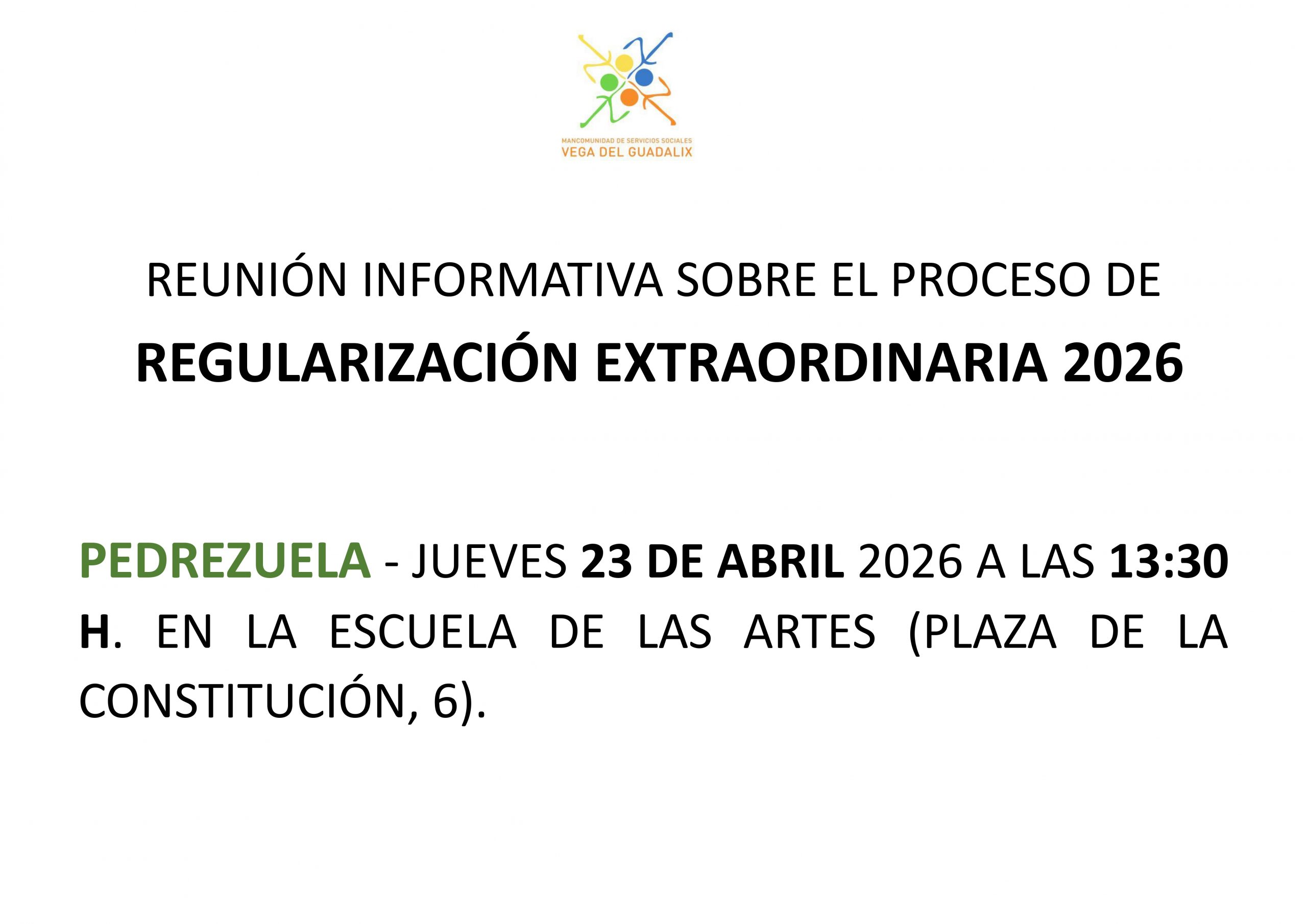 REUNIÓN INFORMATIVA SOBRE EL PROCESO DE REGULARIZACIÓN EXTRAORDINARIA 2026 EN PEDREZUELA
